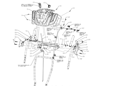 Handle Panel Diagram and Parts List for 3X28-INCHHP (31AH5DVB709)(2018) Cub Cadet Snow Blower
